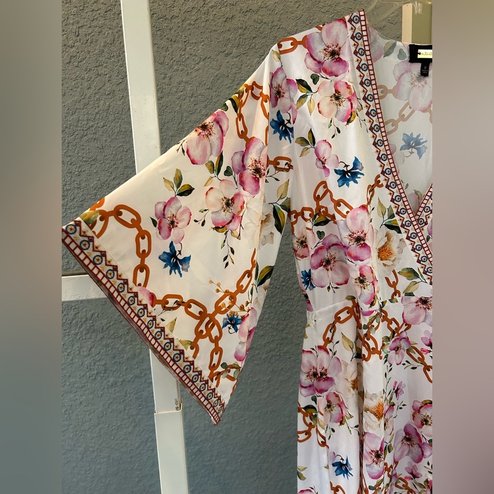 Alexia Admor Mixed Print Kimono Wrap Maxi Dress 8 *Missing Belt* Brunch Vacay - Picture 4 of 5